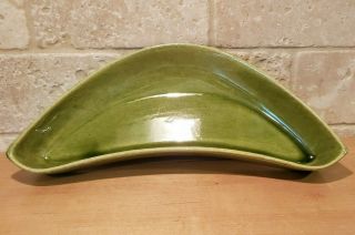 Vintage Mid Century Usa Marked Pottery Hand Painted Avocado Green Dish R - 178