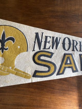 Rare Vtg NFL Orleans Saints 1960 ' s 30” Felt Pennant Banner Flag 3
