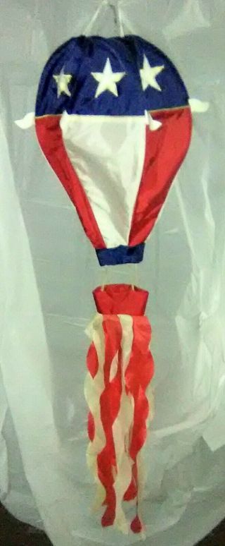 Vintage Windsport 3d Patriotic Usa Balloon Windsock Red White Blue 4th Of July