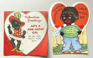 2 Vintage Boy & Girl Black Memorabilia Valentines: One 1939 Hallmark