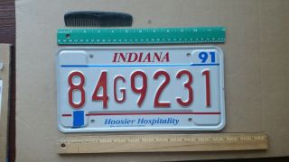 License Plate,  Indiana,  1991,  Hoosier Hospitality,  84 G 9231