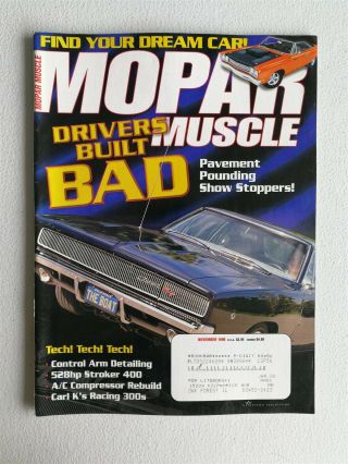 Mopar Muscle November 1999 - 1968 Dodge Charger - 1968 Plymouth Gtx - 1968 Dart
