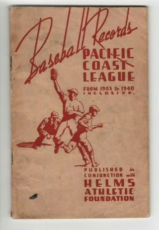 Pacific Coast League Baseball Records Book,  1903 - 1940,  Pcl,  Hollywood Stars