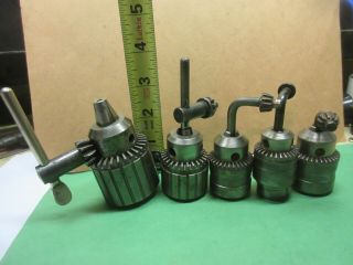 5 Jacobs Drill Chucks & Keys Jacobs 33b,  22ab,  2 - Sm 4g61 & ? Old Vintage Tool