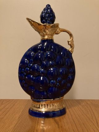 Vintage 1963 Jim Beam Cobalt Blue Grape Empty Whiskey Decanter Regal China
