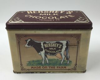 Cute Vintage Hersheys Milk Chocolate 3 " X5 " Recipe Cards Tin Box Farm Cow Cooking
