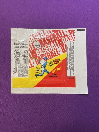 1970 Topps Baseball Card Wax Wrapper.  Vintage,  Scarce.  Camera Offer.