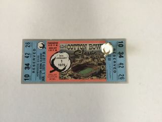 43rd Cotton Bowl Classic Ticket Stub Jan 1,  1979 Notre Dame Houston Cougars