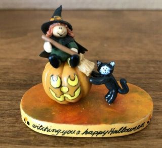 Vintage Okubo Miniature Witch Pumpkin Black Cat Halloween