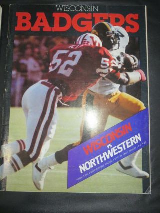 1984 University Of Wisconsin Badgers Football Program Vs Northwestern Wildcats