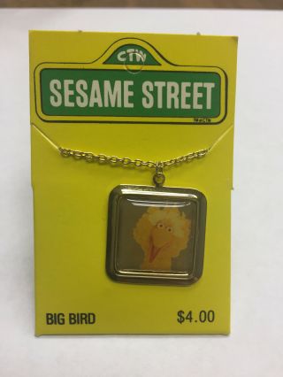 Sesame Street Big Bird Square American Made Necklace 1980 