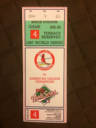 1987 Minnesota Twins Vs Cardinals World Series Ticket Gm 4 Cond