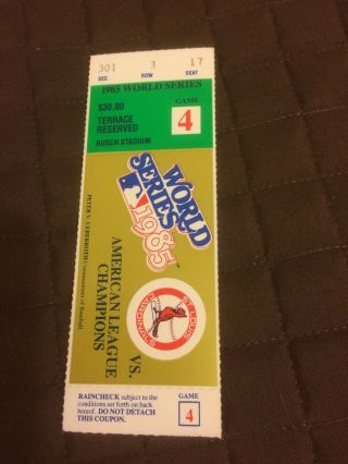 1985 Kansas City Royals Cardinals World Series Ticket Gm 4