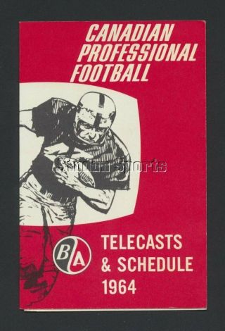 Rare 1964 Cfl Football Schedule British American Oil Co.  Vintage Book