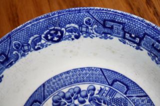 VINTAGE YE OLD WILLOW BLUE AND WHITE SOUP BOWL 7 1/2 