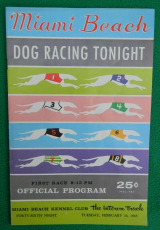 1965 Miami Beach Kennel Club Dog Racing Program