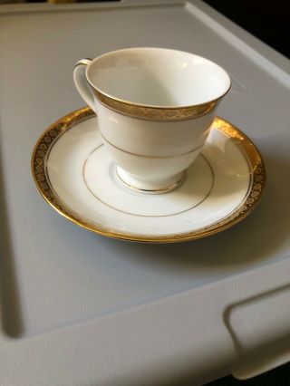 Vintage Noritake Mini Tea Cup and Saucer Embossed Gold Rim And Center 2