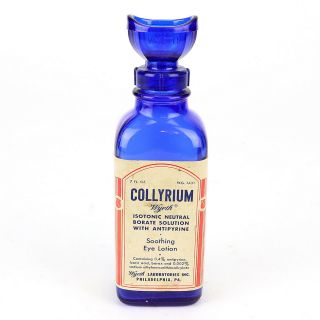 Vintage Wyeth Collyrium Cobalt Blue Bottle W/eye Wash