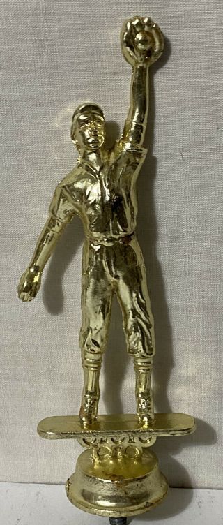 Vintage Gold Colored Metal Baseball Player Trophy Topper