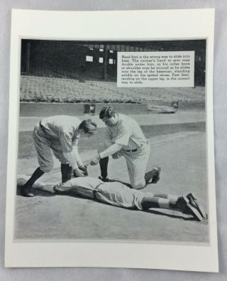 Babe Ruth,  York Yankees Baseball Sliding Instruction Photo