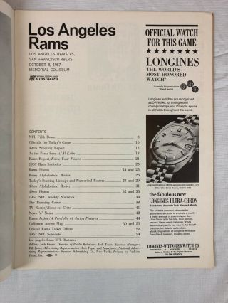 San Francisco 49ers at Los Angeles Rams October 8 1967 NFL Football Game Program 2