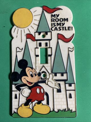 Vintage Disney Mickey Mouse Light Switch Cover Plate " My Room Is My Castle ”