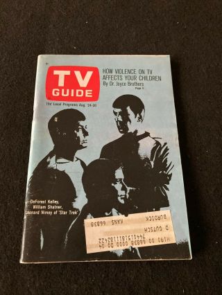 1968 Aug 24 - 30 Tv Guide Star Trek William Shatner Leonard Nimoy Kansas Edition