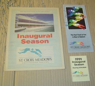 1991 St Croix Meadows Wisconsin Dog Racing Program,  Brochure,  Schedule,  Vg