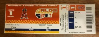 2007 Alds Game 3 Full Ticket Angels Vs Red Sox Clincher