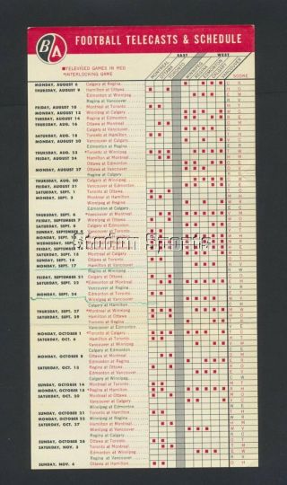 Rare 1962 CFL Football Schedule British American Oil Co.  Vintage Book 3