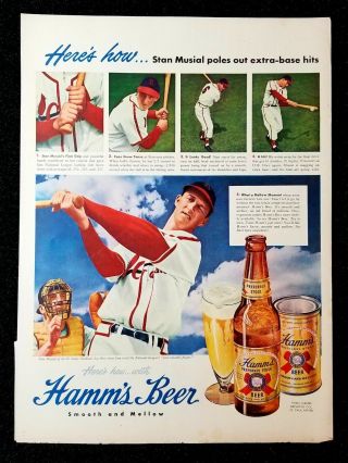 1949 Stan Musial St Louis Cardinals Hamms Beer Vintage Advertisement