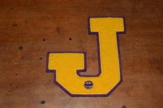 Rare 8 Inch 1950 ' s J Varsity Patch - - BASKETBALL - Gold and Purple 2