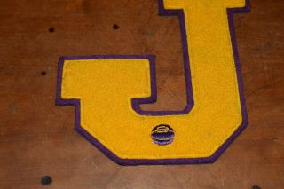 Rare 8 Inch 1950 ' s J Varsity Patch - - BASKETBALL - Gold and Purple 3