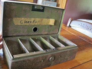 Vintage Cole Steel Equipment Olive Green Industrial Metal Box Cash Box Army