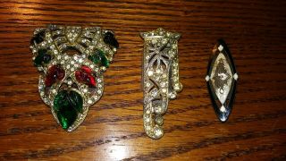 3 Vintage Jewelry: Sterling Silver Pin & 2 Brooches With Hinged Clasps