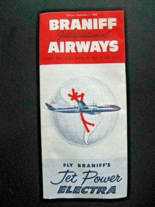 Braniff International Airways Schedule Jet Power Sept 1,  1959