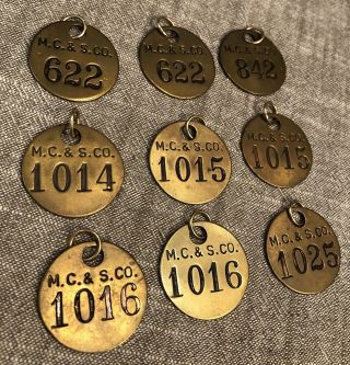 M.  C & S Co Vintage Time Check Tags Numbered Tool Tags - Each
