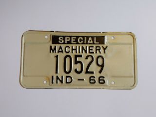 1966 Indiana Special Machinery License Plate