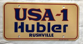 Vintage Hubler Chevrolet Usa - 1 Dealership Plastic License Plate Rushville In