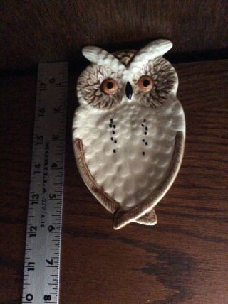 Vintage Owl Trinket Dish Or Spoon Rest - Made In Japan