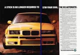 1995 Bmw M3 2 - Page Advertisement Print Art Car Ad K24