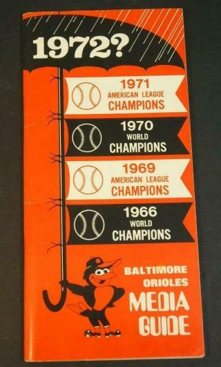 1972 Baltimore Orioles Baseball Media Press - Radio - Tv Guide