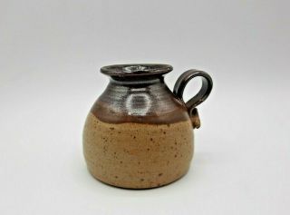 Vintage Handmade Studio Art Pottery Bud Vase With Handle Signed