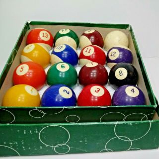 Vintage Billiard Pool Balls 2 1/4 " Made In Belgium Mancv