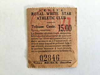 1938 U.  R.  B.  S.  F.  A Royal White Athletic Club Tribune Center - Football/soccer Ticket