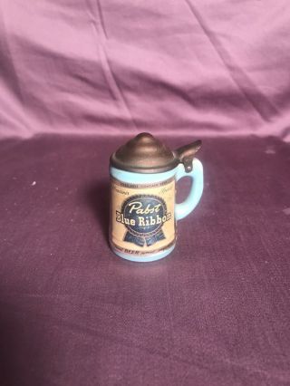 Rare Vintage 1950s Pabst Blue Ribbon Mini Beer Stein Shot Glass Blue