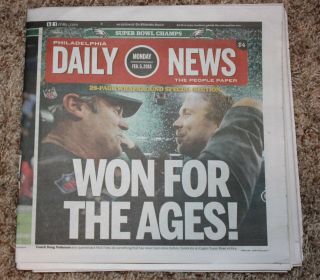 Philadelphia Daily News Eagles Bowl 52 Lii Champions 2/5/18 Newspaper