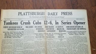 September 29,  1932 Newspaper Ny Yankees World Series Baseball Game Gehrig Ruth