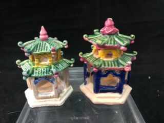 Vintage Ceramic Aquarium Decoration Hand Painted Made In China Pagoda (2)
