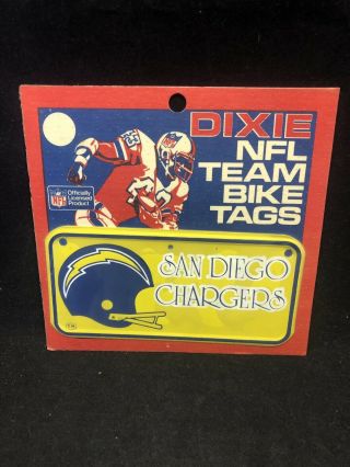 Vtg Nos Dixie Nfl Team San Diego Chargers Bike Tag License Plate Bicycle